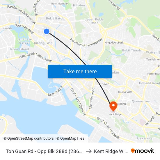 Toh Guan Rd - Opp Blk 288d (28631) to Kent Ridge Wing map