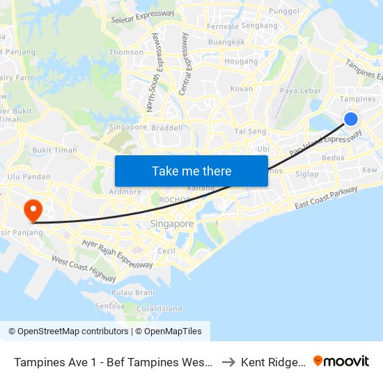 Tampines Ave 1 - Bef Tampines West Stn (75059) to Kent Ridge Wing map