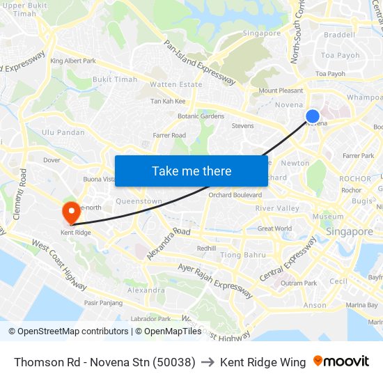 Thomson Rd - Novena Stn (50038) to Kent Ridge Wing map