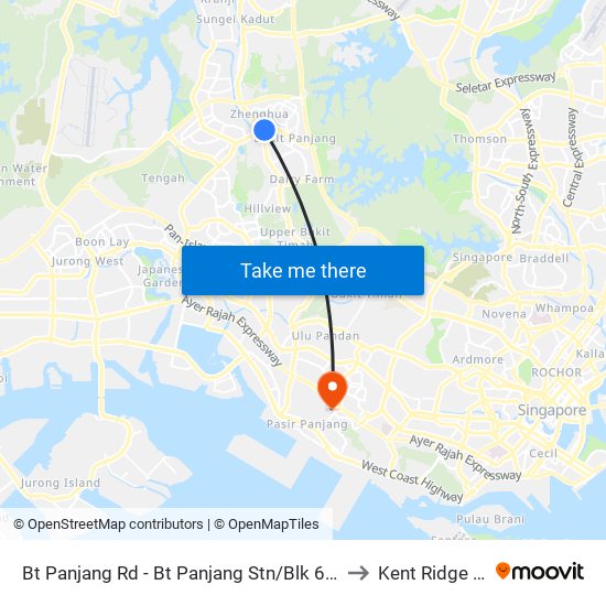 Bt Panjang Rd - Bt Panjang Stn/Blk 604 (44251) to Kent Ridge Wing map