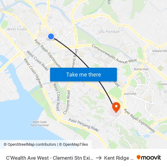 C'Wealth Ave West - Clementi Stn Exit A (17171) to Kent Ridge Wing map