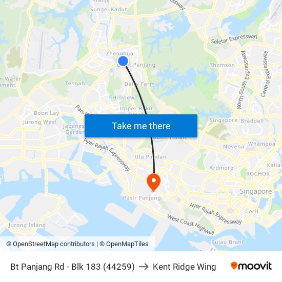 Bt Panjang Rd - Blk 183 (44259) to Kent Ridge Wing map