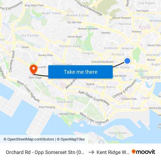 Orchard Rd - Opp Somerset Stn (09038) to Kent Ridge Wing map