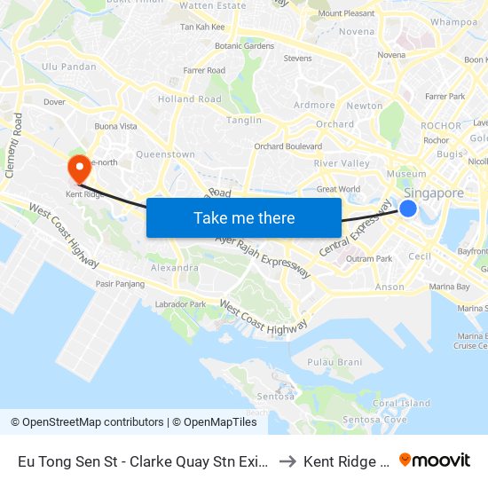 Eu Tong Sen St - Clarke Quay Stn Exit E (04222) to Kent Ridge Wing map