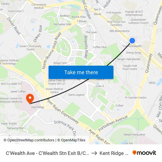 C'Wealth Ave - C'Wealth Stn Exit B/C (11169) to Kent Ridge Wing map