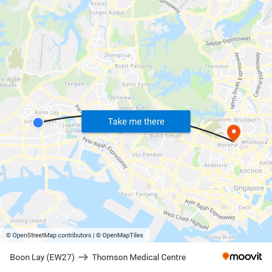 Boon Lay (EW27) to Thomson Medical Centre map