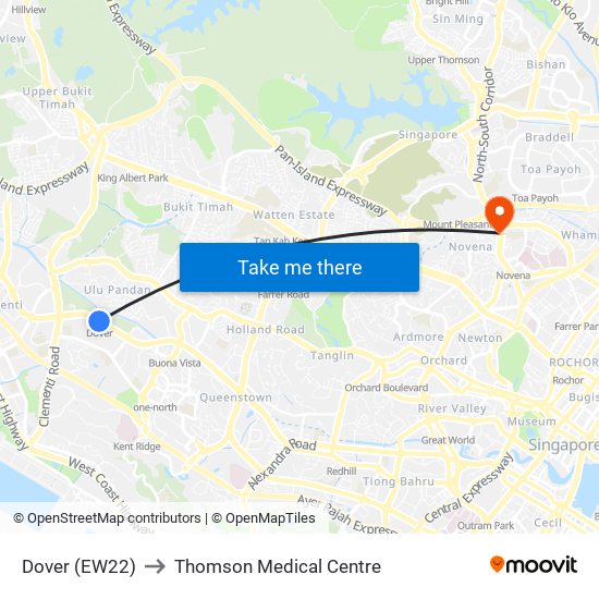 Dover (EW22) to Thomson Medical Centre map