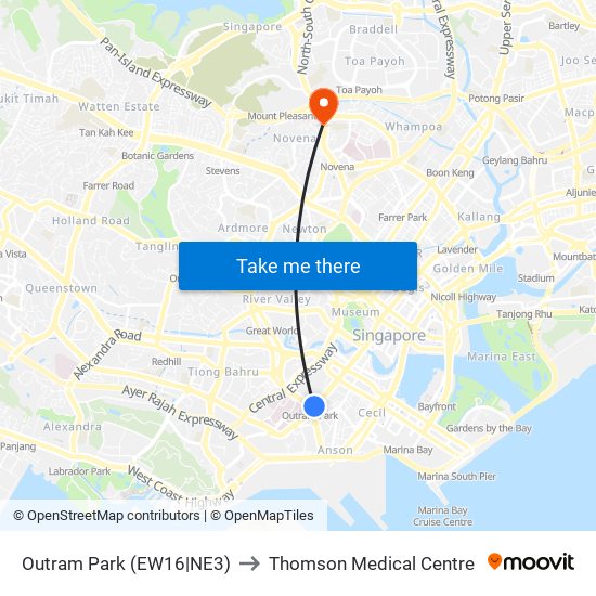 Outram Park (EW16|NE3) to Thomson Medical Centre map