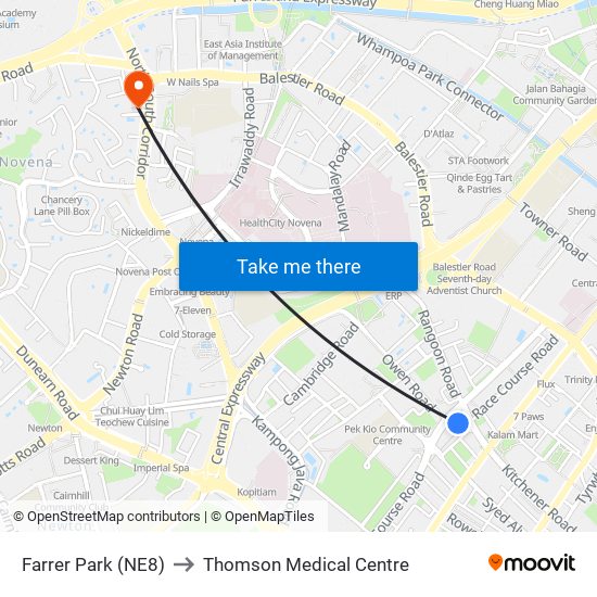 Farrer Park (NE8) to Thomson Medical Centre map