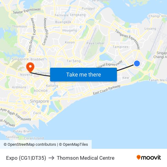 Expo (CG1|DT35) to Thomson Medical Centre map