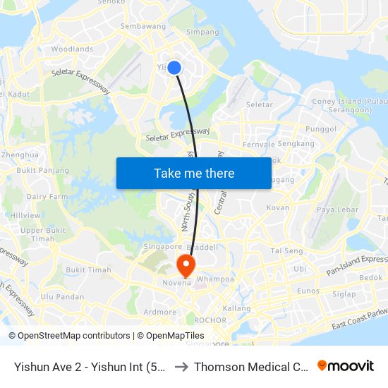 Yishun Ave 2 - Yishun Int (59009) to Thomson Medical Centre map