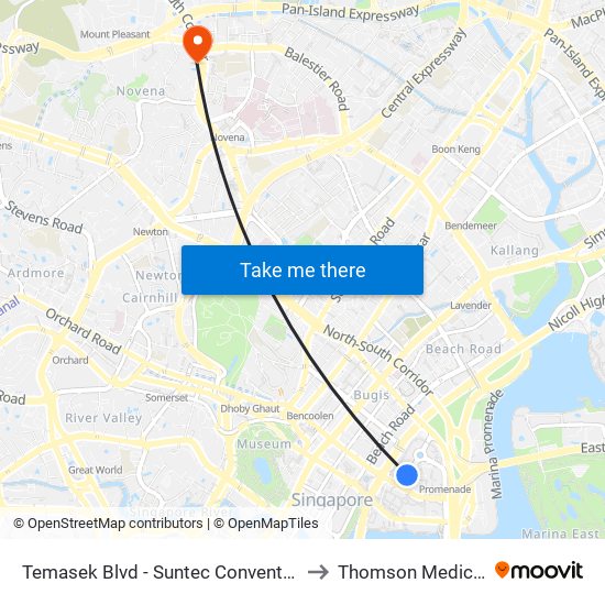 Temasek Blvd - Suntec Convention Ctr (02151) to Thomson Medical Centre map