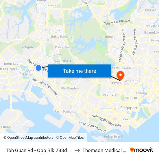Toh Guan Rd - Opp Blk 288d (28631) to Thomson Medical Centre map