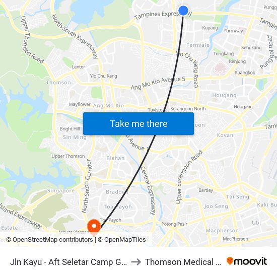 Jln Kayu - Aft Seletar Camp G (68119) to Thomson Medical Centre map