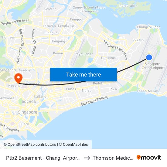 Ptb2 Basement - Changi Airport Ter 2 (95129) to Thomson Medical Centre map