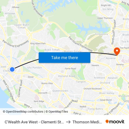 C'Wealth Ave West - Clementi Stn Exit A (17171) to Thomson Medical Centre map