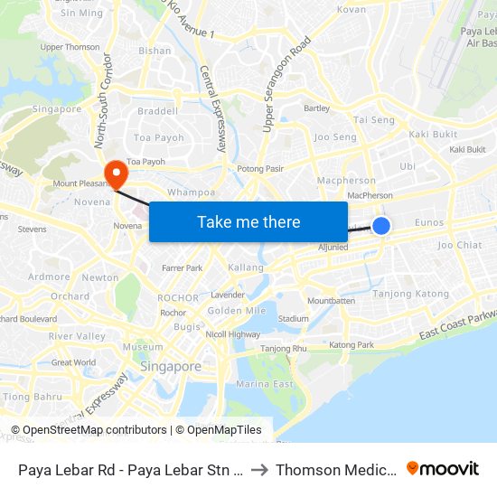 Paya Lebar Rd - Paya Lebar Stn Exit B (81111) to Thomson Medical Centre map