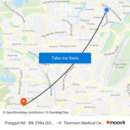 Punggol Rd - Blk 298a (65061) to Thomson Medical Centre map