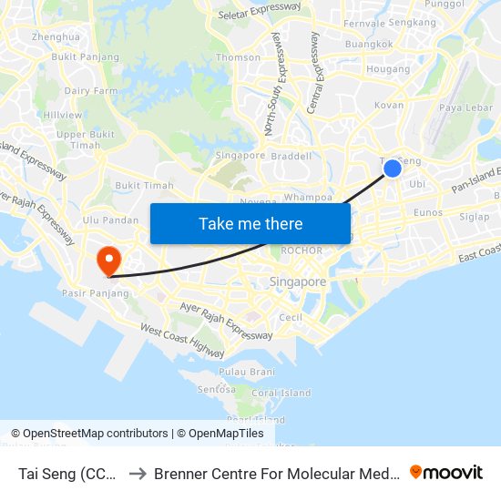 Tai Seng (CC11) to Brenner Centre For Molecular Medicine map