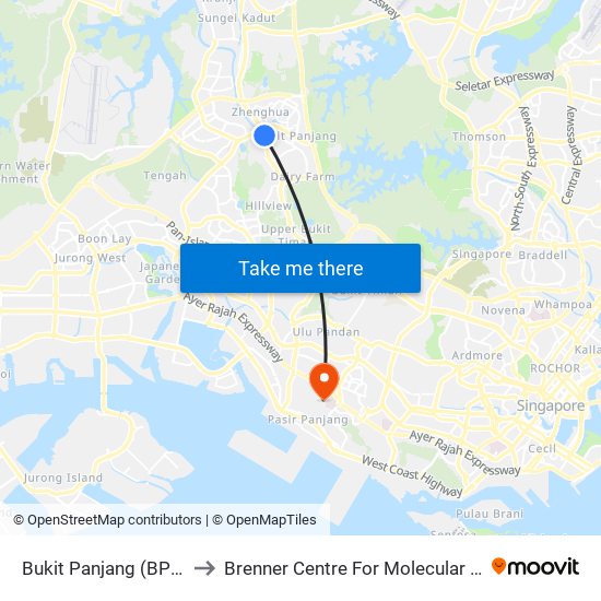 Bukit Panjang (BP6|DT1) to Brenner Centre For Molecular Medicine map