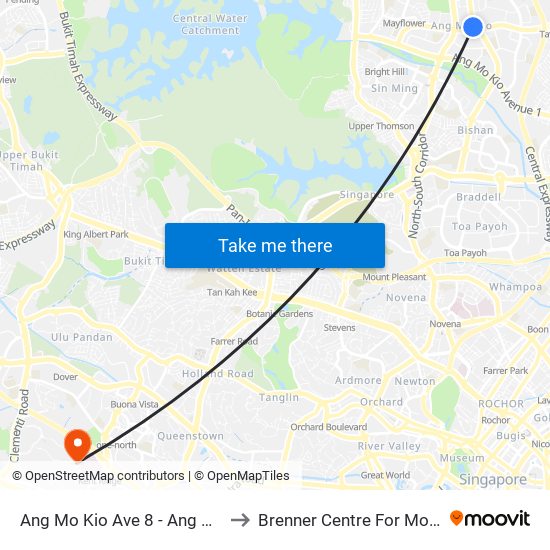 Ang Mo Kio Ave 8 - Ang Mo Kio Int (54009) to Brenner Centre For Molecular Medicine map