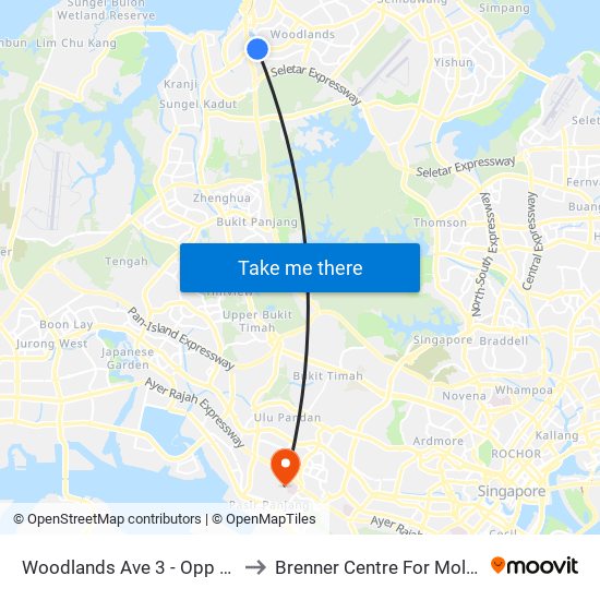 Woodlands Ave 3 - Opp Blk 402 (46499) to Brenner Centre For Molecular Medicine map