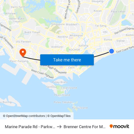 Marine Parade Rd - Parkway Parade (92049) to Brenner Centre For Molecular Medicine map