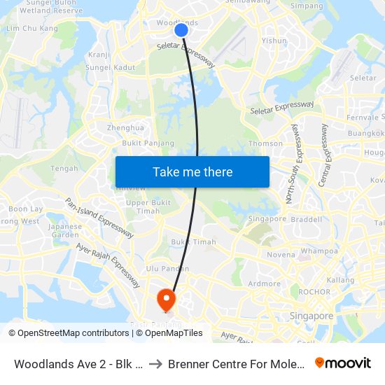 Woodlands Ave 2 - Blk 511 (46331) to Brenner Centre For Molecular Medicine map