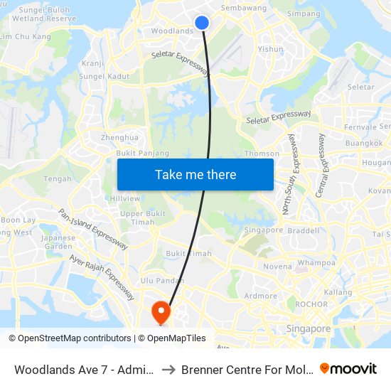 Woodlands Ave 7 - Admiralty Stn (46779) to Brenner Centre For Molecular Medicine map