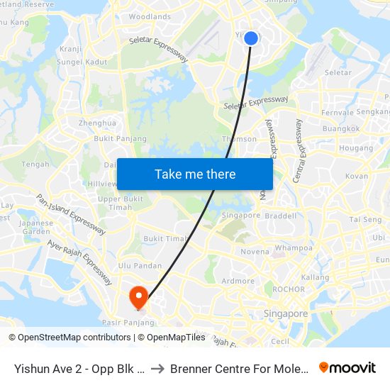 Yishun Ave 2 - Opp Blk 757 (59069) to Brenner Centre For Molecular Medicine map
