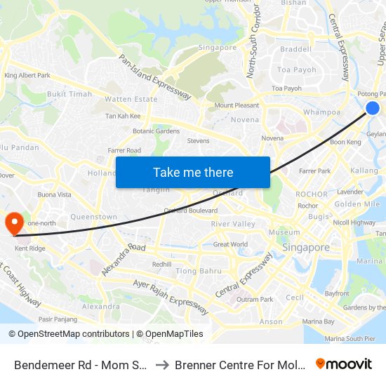 Bendemeer Rd - Mom Svcs Ctr (60179) to Brenner Centre For Molecular Medicine map