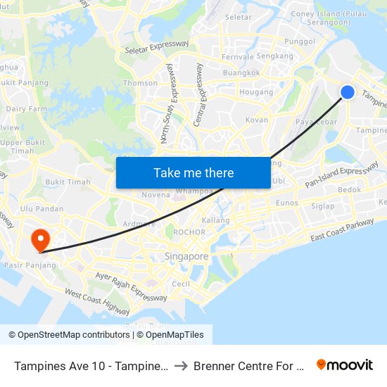 Tampines Ave 10 - Tampines Wafer Fab Pk (75351) to Brenner Centre For Molecular Medicine map