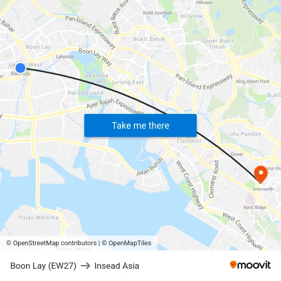 Boon Lay (EW27) to Insead Asia map