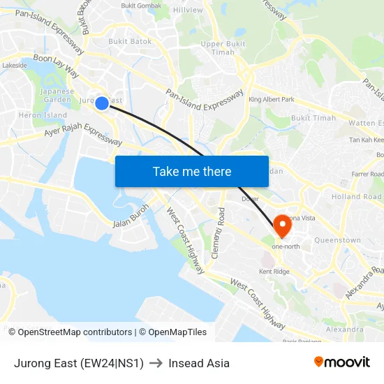 Jurong East (EW24|NS1) to Insead Asia map