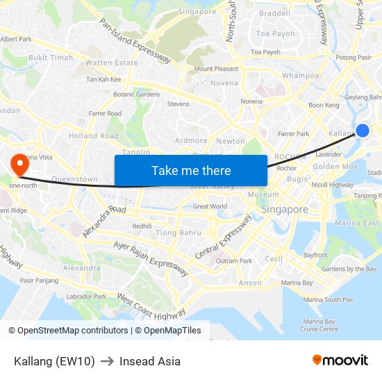 Kallang (EW10) to Insead Asia map