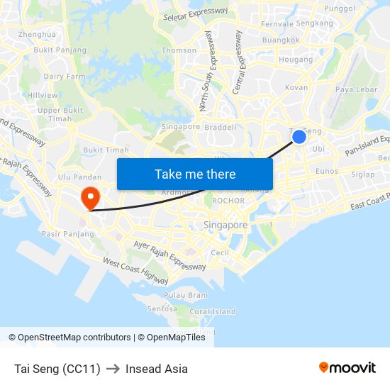 Tai Seng (CC11) to Insead Asia map