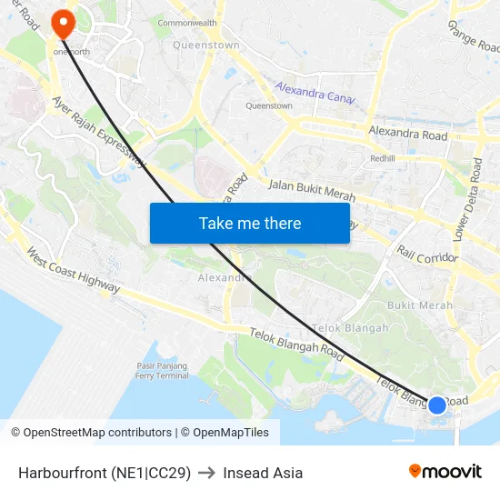 Harbourfront (NE1|CC29) to Insead Asia map