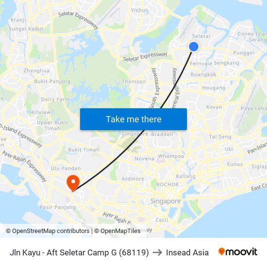 Jln Kayu - Aft Seletar Camp G (68119) to Insead Asia map