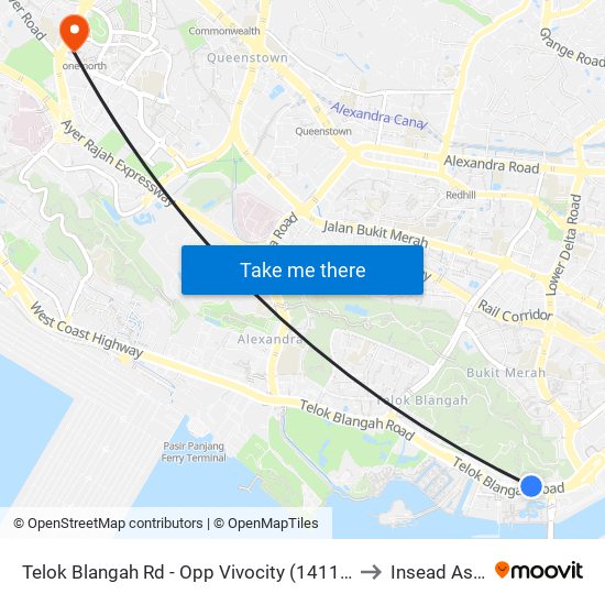 Telok Blangah Rd - Opp Vivocity (14119) to Insead Asia map