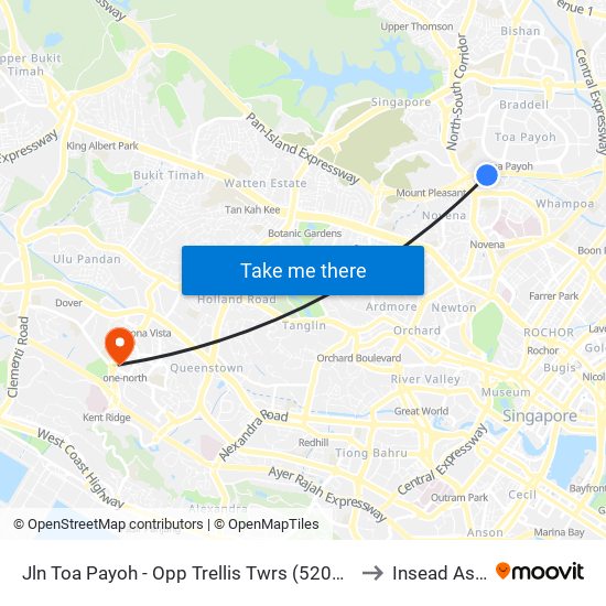 Jln Toa Payoh - Opp Trellis Twrs (52079) to Insead Asia map