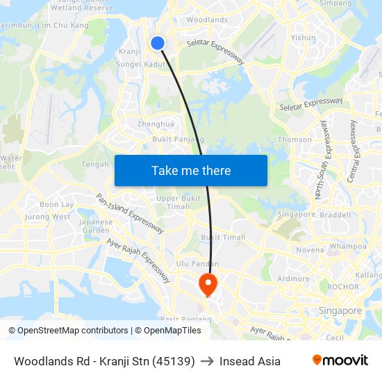 Woodlands Rd - Kranji Stn (45139) to Insead Asia map