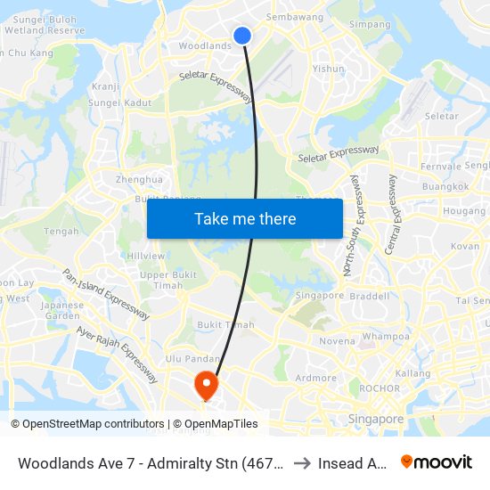 Woodlands Ave 7 - Admiralty Stn (46779) to Insead Asia map