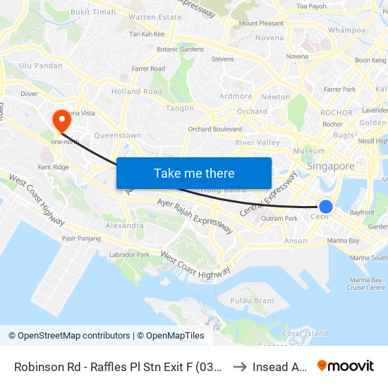 Robinson Rd - Raffles Pl Stn Exit F (03031) to Insead Asia map