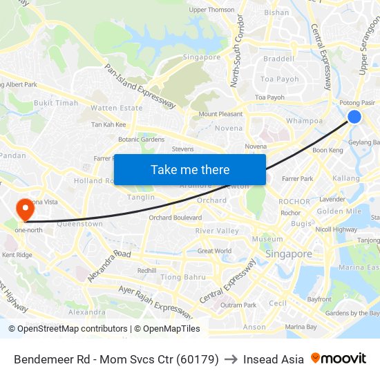 Bendemeer Rd - Mom Svcs Ctr (60179) to Insead Asia map