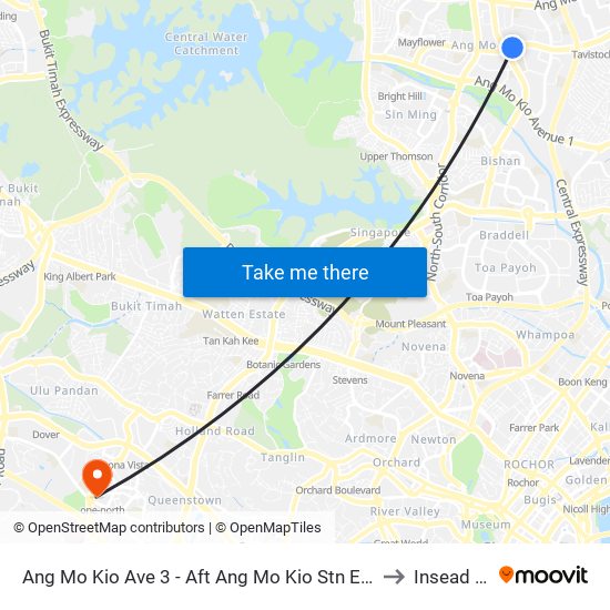 Ang Mo Kio Ave 3 - Aft Ang Mo Kio Stn Exit A (54261) to Insead Asia map