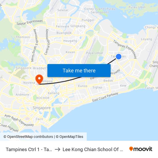 Tampines Ctrl 1 - Tampines Int (75009) to Lee Kong Chian School Of Medicine (Novena Campus) map