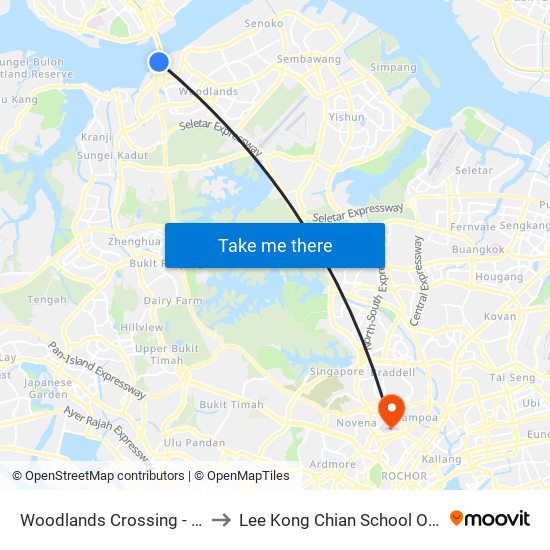 Woodlands Crossing - W'Lands Checkpt (46109) to Lee Kong Chian School Of Medicine (Novena Campus) map