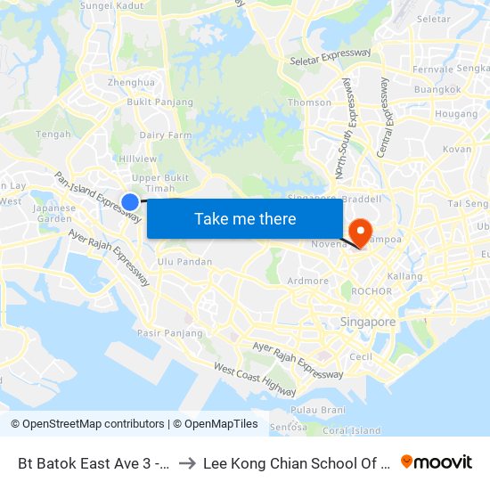 Bt Batok East Ave 3 - Burgundy Hill (42319) to Lee Kong Chian School Of Medicine (Novena Campus) map