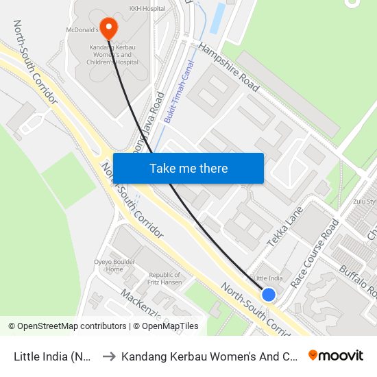 Little India (NE7|DT12) to Kandang Kerbau Women's And Children's Hospital map