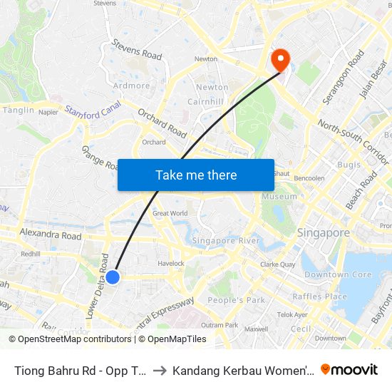 Tiong Bahru Rd - Opp Tiong Bahru Stn (10161) to Kandang Kerbau Women's And Children's Hospital map